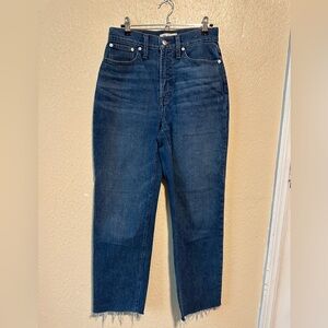 Madewell The Perfect Vintage Straight Jeans Size 26‎ Raw Hem High Waist